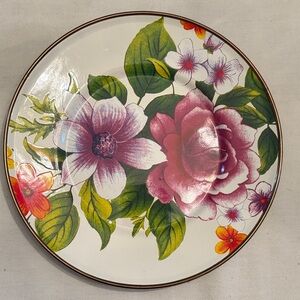 MacKenzie-Childs White Flower Market Enamel Salad/Dessert Plate Set of 6